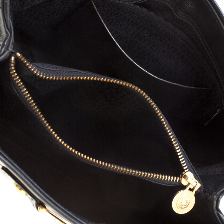 Pre Owned Versace Black Leather Shoulder Bag
