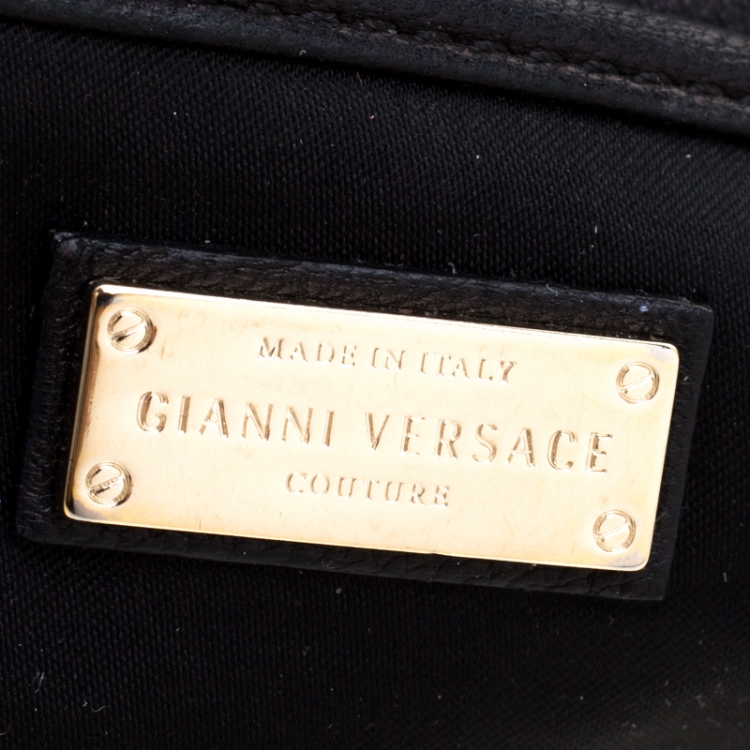 Pre Owned Versace Couture Quilted Black Leather Shoulder Bag