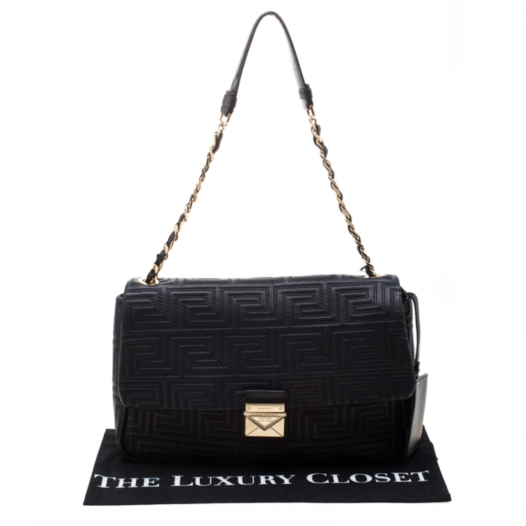 Pre Owned Versace Couture Quilted Black Leather Shoulder Bag