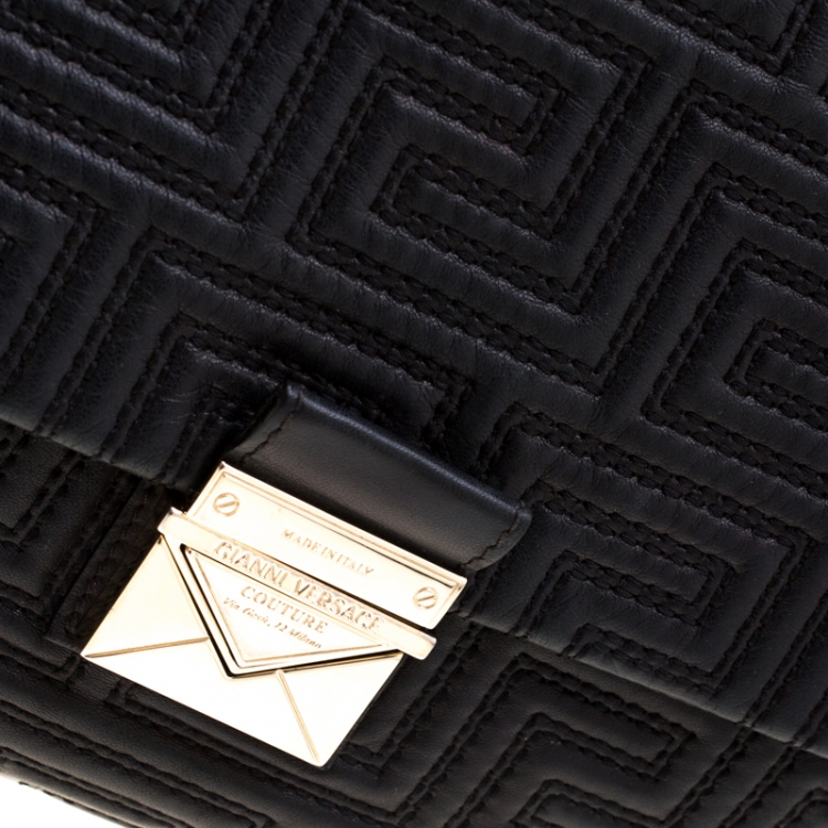 Pre Owned Versace Couture Quilted Black Leather Shoulder Bag