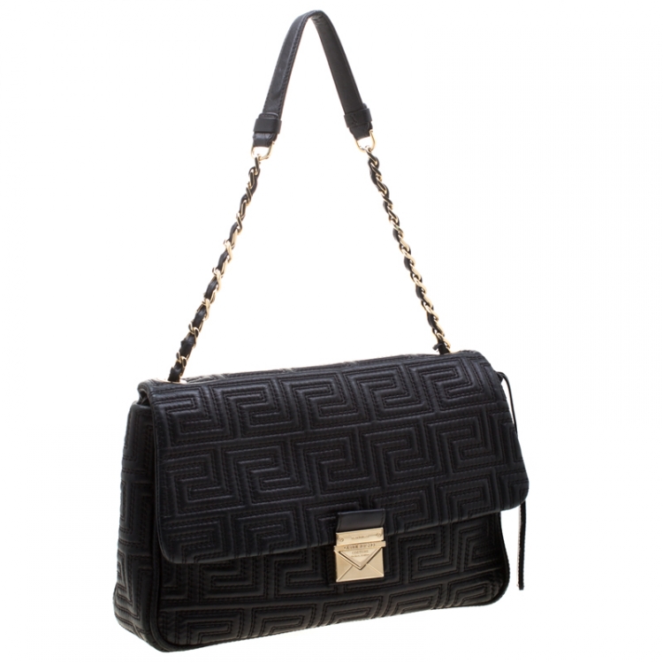 Pre Owned Versace Couture Quilted Black Leather Shoulder Bag