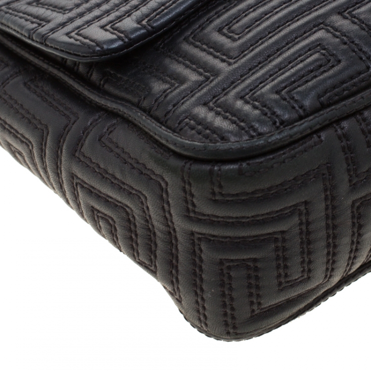 Pre Owned Versace Couture Quilted Black Leather Shoulder Bag