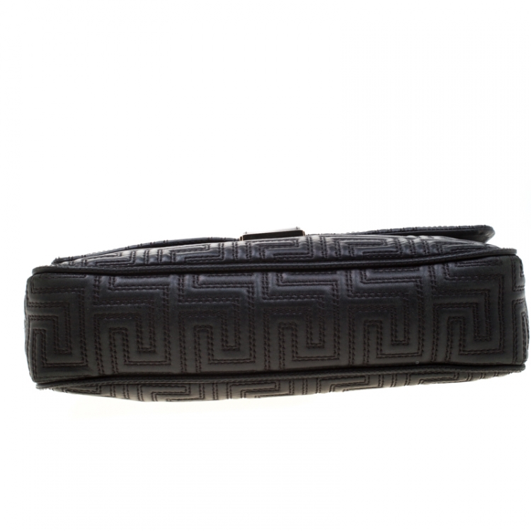 Pre Owned Versace Couture Quilted Black Leather Shoulder Bag