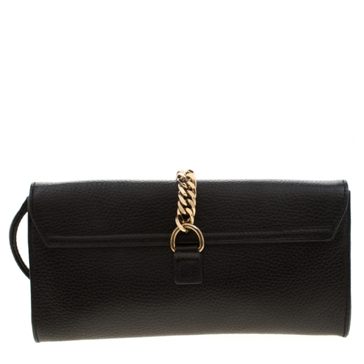 Pre Owned Versace Collection Black Pebbled Leather Clutch