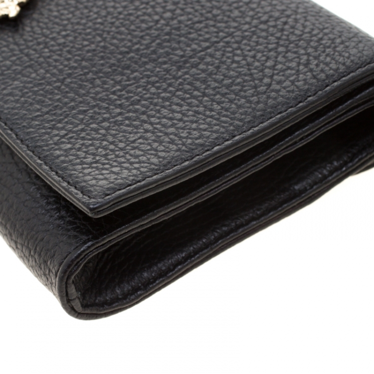 Pre Owned Versace Collection Black Pebbled Leather Clutch