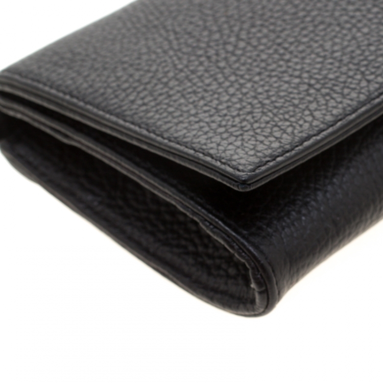 Pre Owned Versace Collection Black Pebbled Leather Clutch