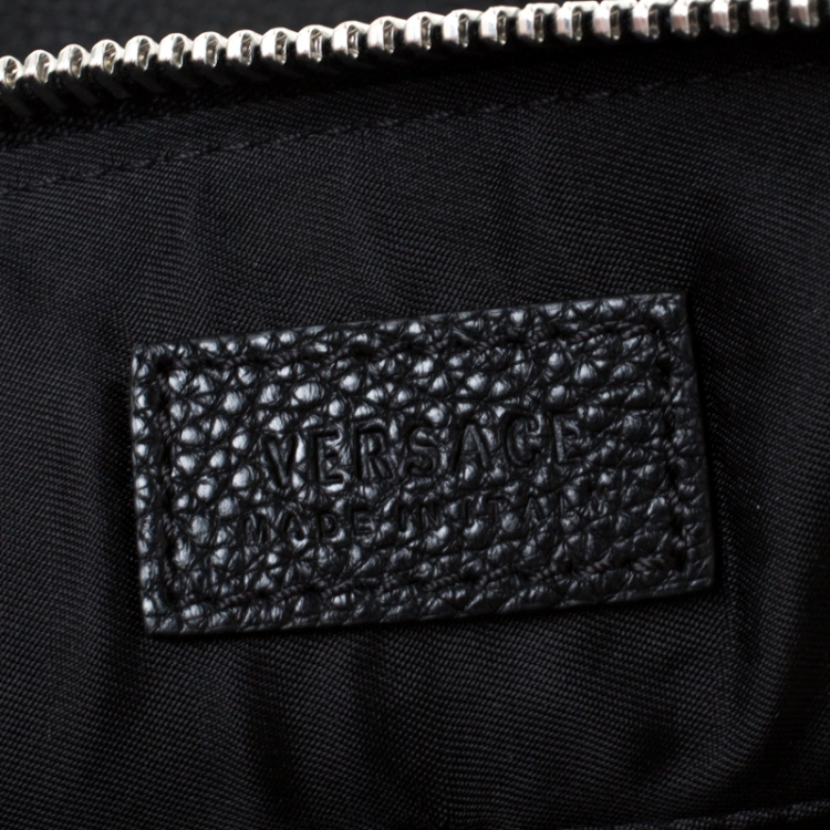 Pre Owned Versace Black Leather Miami Clutch     