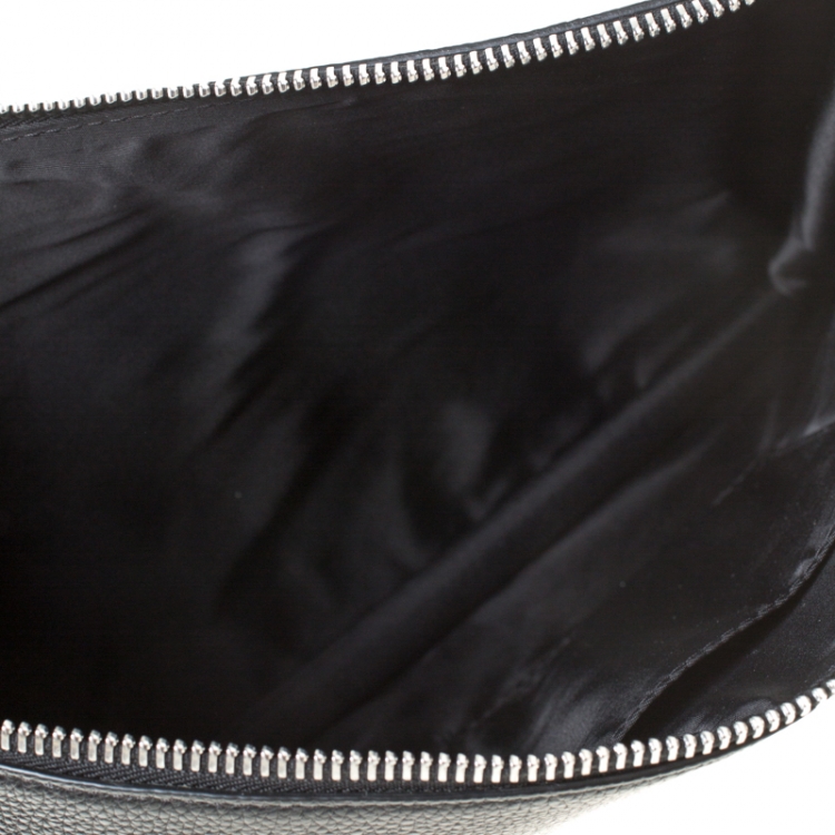 Pre Owned Versace Black Leather Miami Clutch     