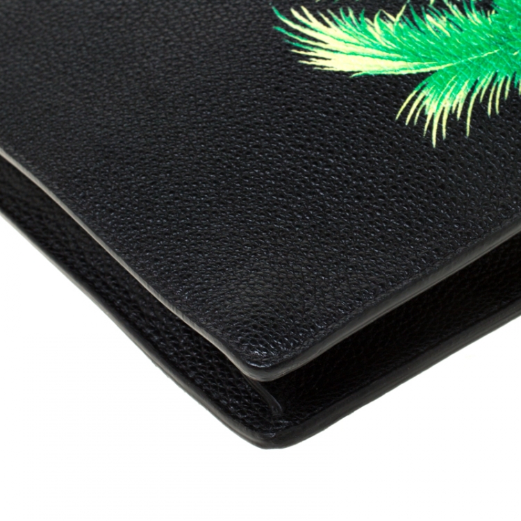 Pre Owned Versace Black Leather Miami Clutch     