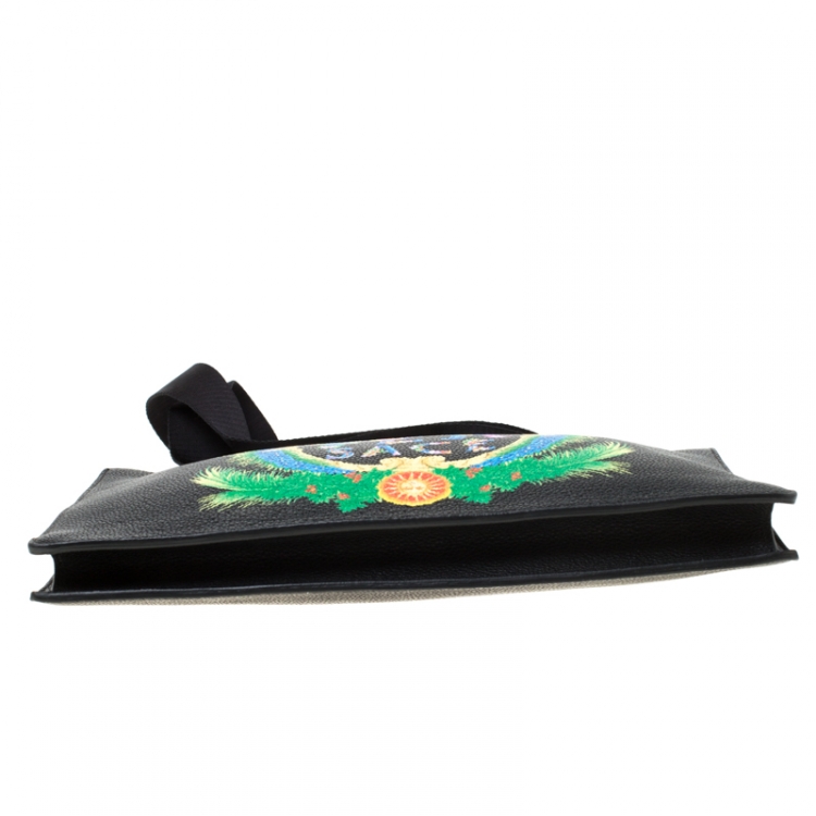 Pre Owned Versace Black Leather Miami Clutch     