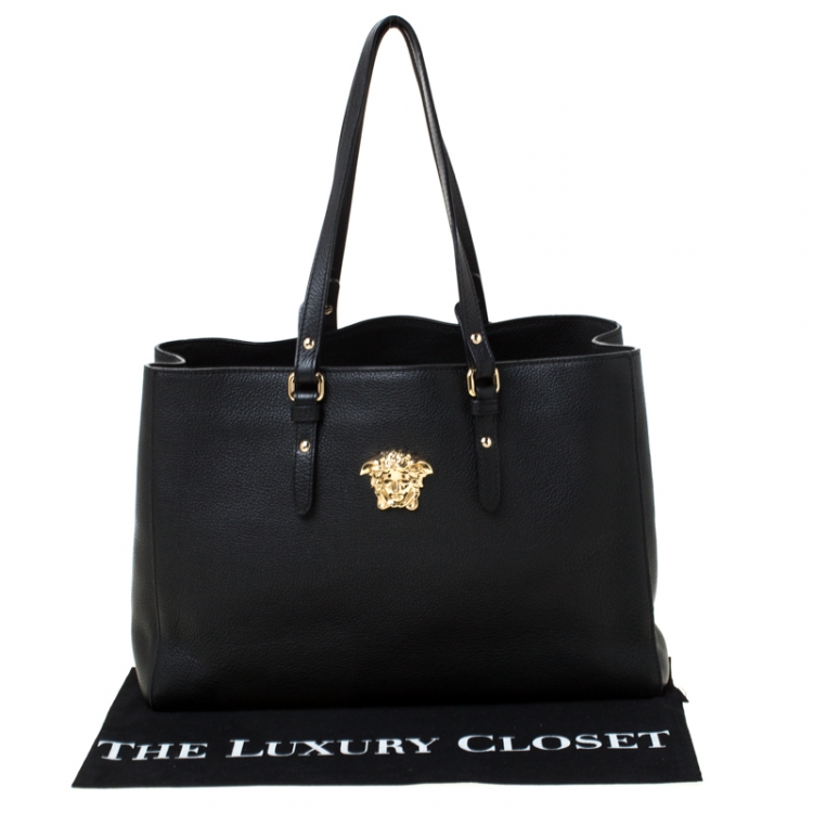 مملوكة مسبقًا Versace Black Leather Palazzo Medusa Tote