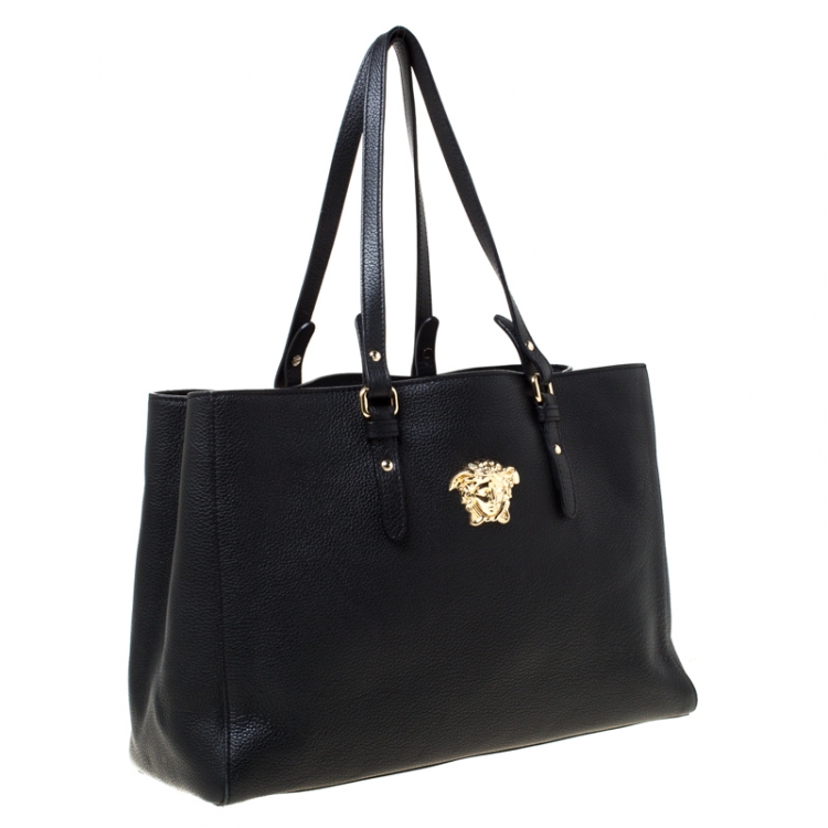 مملوكة مسبقًا Versace Black Leather Palazzo Medusa Tote