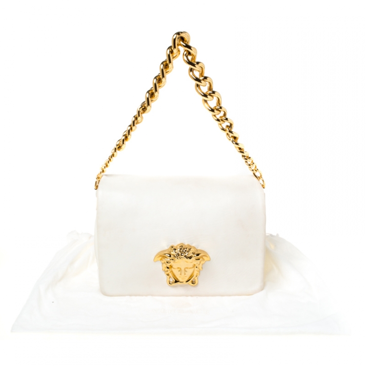 Pre Owned Versace White Leather Palazzo Sultan Shoulder Bag
