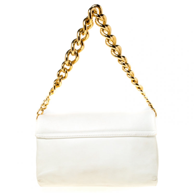 Pre Owned Versace White Leather Palazzo Sultan Shoulder Bag
