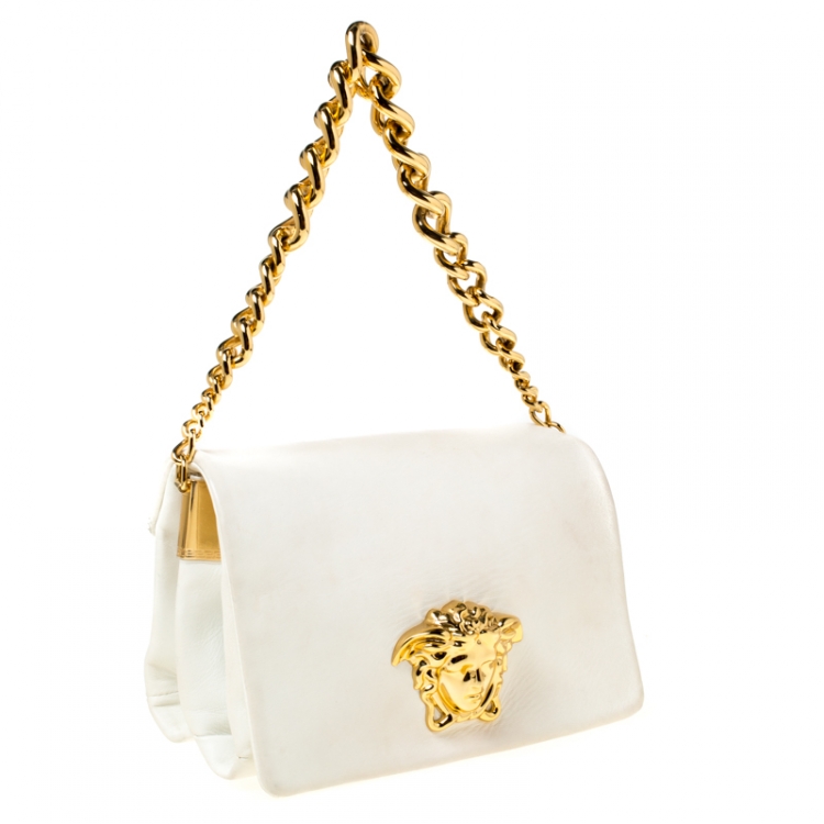 Pre Owned Versace White Leather Palazzo Sultan Shoulder Bag