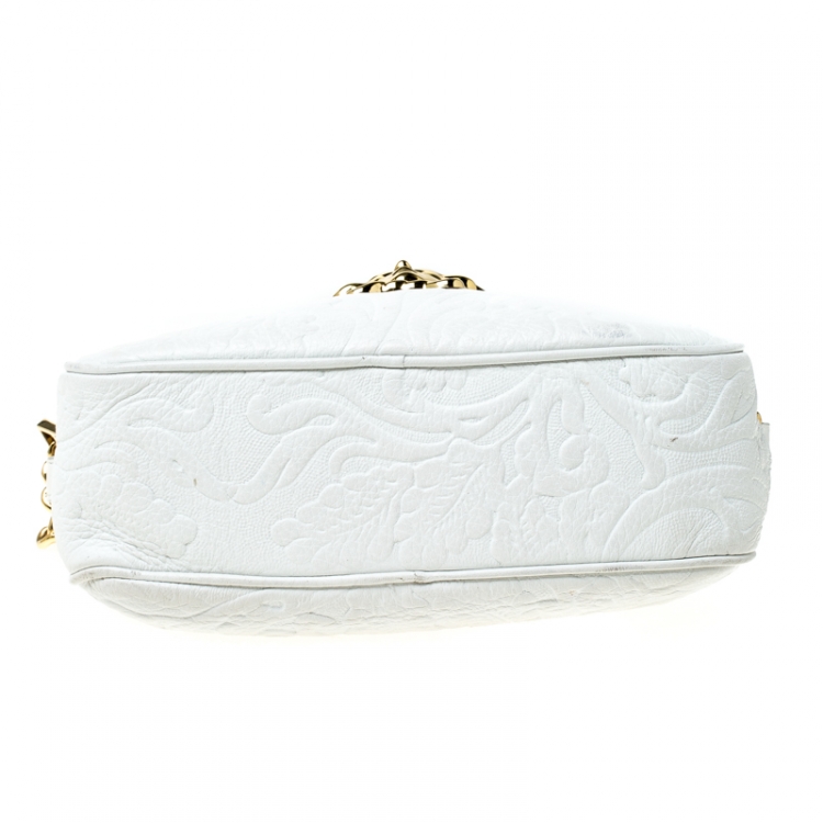 Pre Owned Versace White Leather Palazzo Medussa Crossbody Bag 