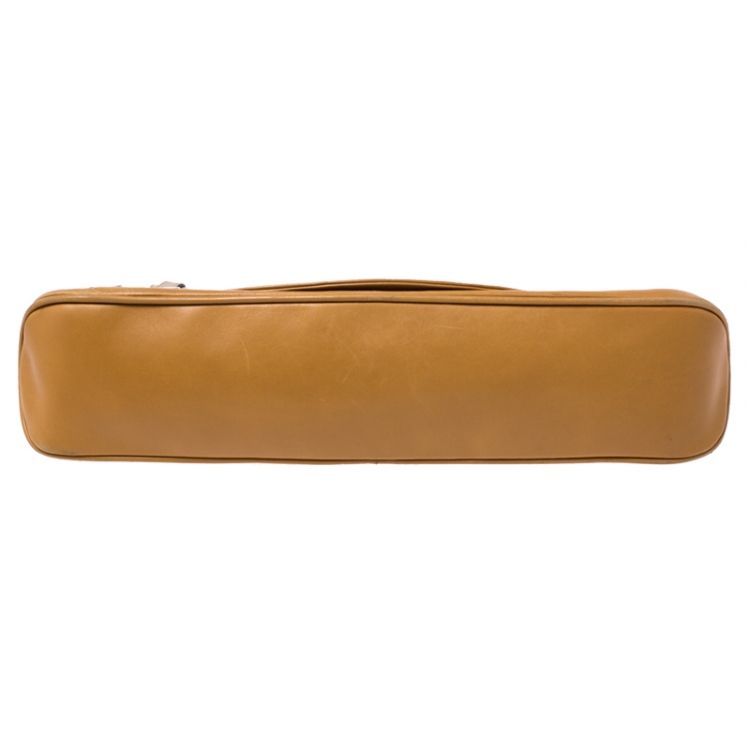 Pre Owned Versace Tan Leather Flap Strap Satchel