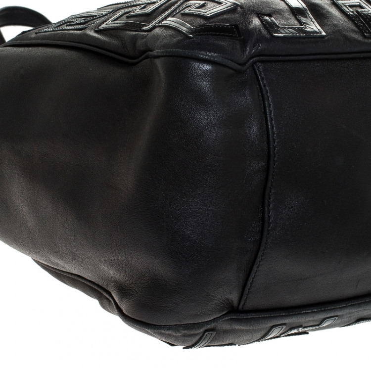 Pre Owned Versace Black Leather Shopper Tote