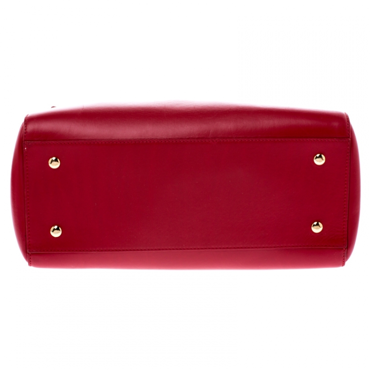 Pre Owned Versace Red Leather Medusa Medallion Tote