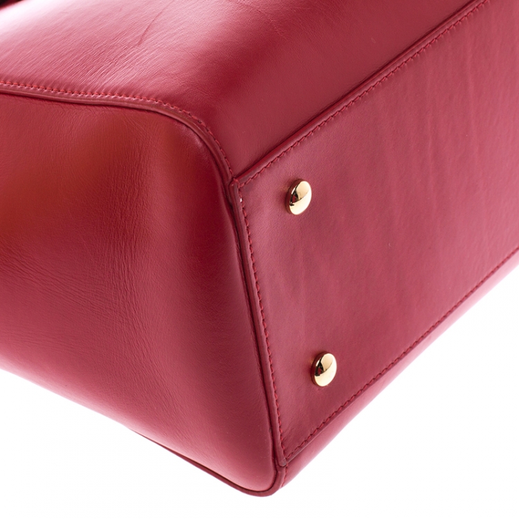 Pre Owned Versace Red Leather Medusa Medallion Tote