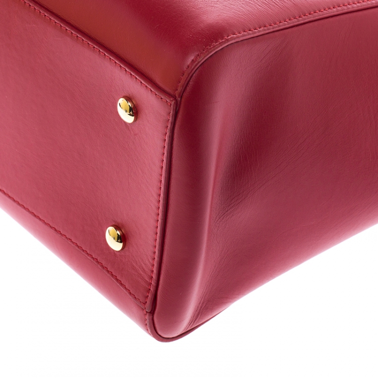 Pre Owned Versace Red Leather Medusa Medallion Tote