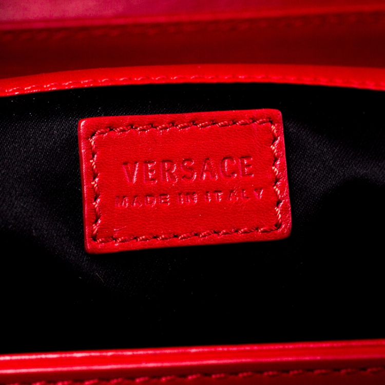 Pre Owned Versace Red Leather Medusa Medallion Tote