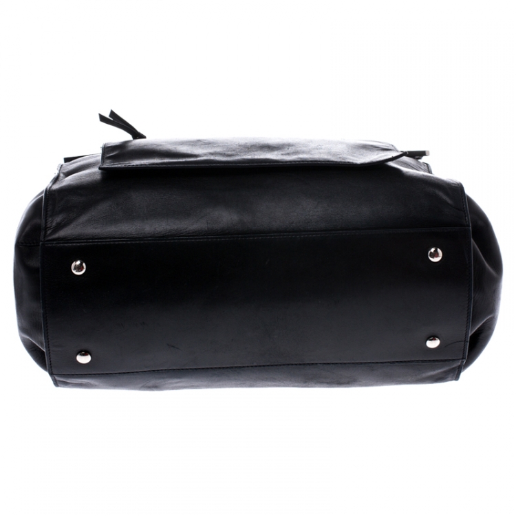 Pre Owned Versace Black Leather Medusa Tote