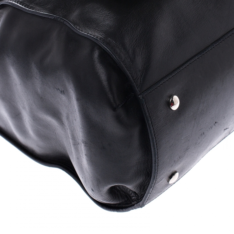 Pre Owned Versace Black Leather Medusa Tote