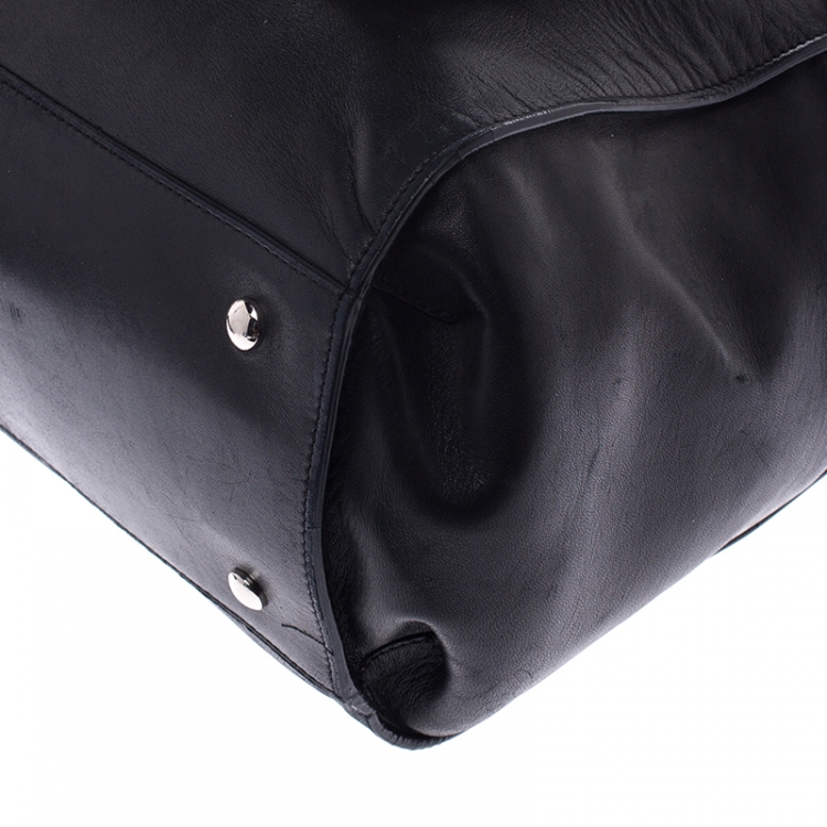 Pre Owned Versace Black Leather Medusa Tote