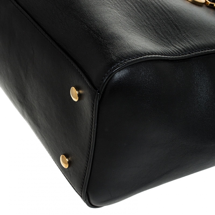 Pre Owned Versace Black Leather Medusa Medallion Satchel