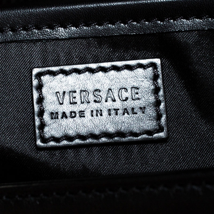 Pre Owned Versace Black Leather Medusa Medallion Satchel