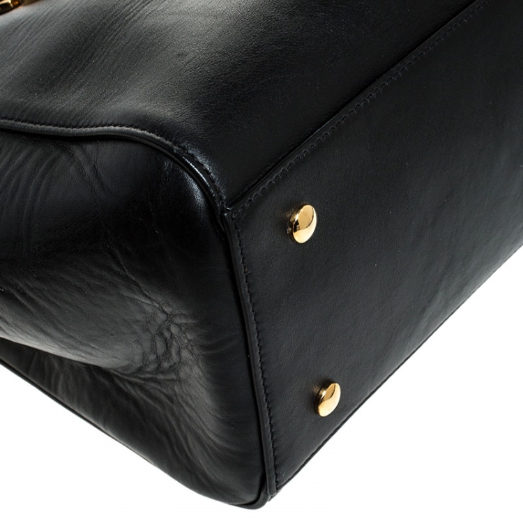Pre Owned Versace Black Leather Medusa Medallion Satchel