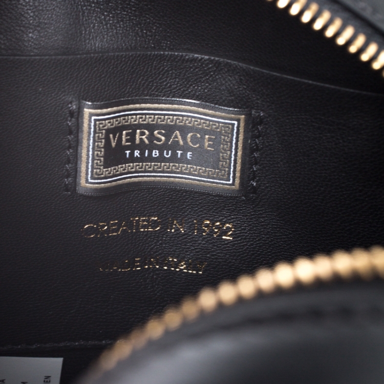 Pre Owned Versace Black Leather Small Tribute Medallion Bag