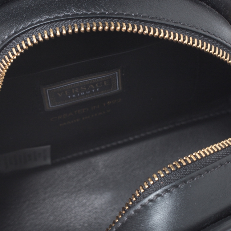 Pre Owned Versace Black Leather Small Tribute Medallion Bag