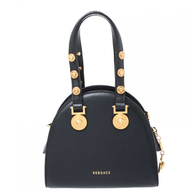 Pre Owned Versace Black Leather Small Tribute Medallion Bag