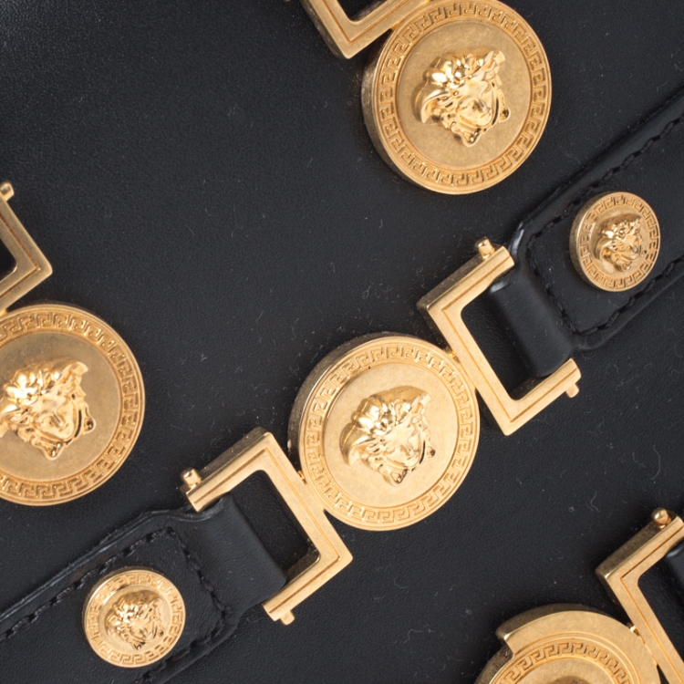 Pre Owned Versace Black Leather Small Tribute Medallion Bag