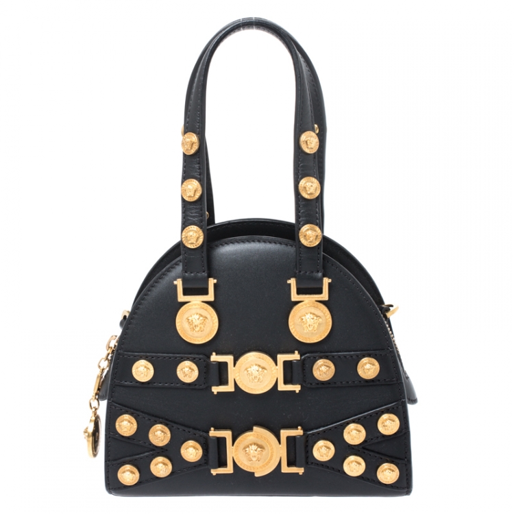 Pre Owned Versace Black Leather Small Tribute Medallion Bag