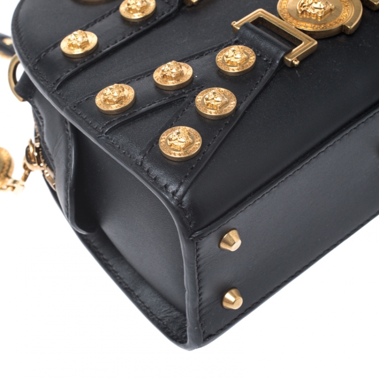 versace black handbag with gold hardware