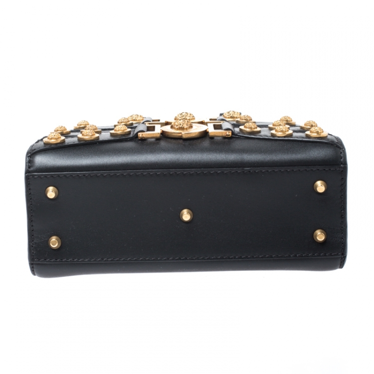 Pre Owned Versace Black Leather Small Tribute Medallion Bag