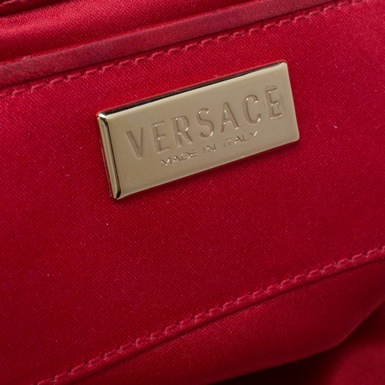 Pre Owned Versace Red Fabric Madonna Boston Bag