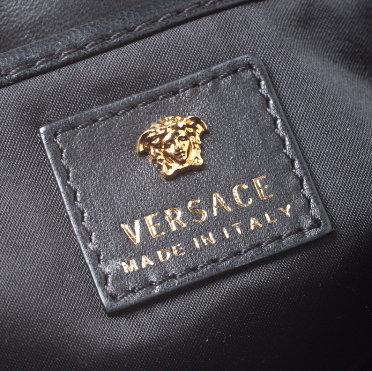 Pre Owned Versace Black Leather Medusa Shoulder Bag