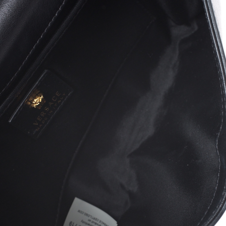 Pre Owned Versace Black Leather Medusa Shoulder Bag