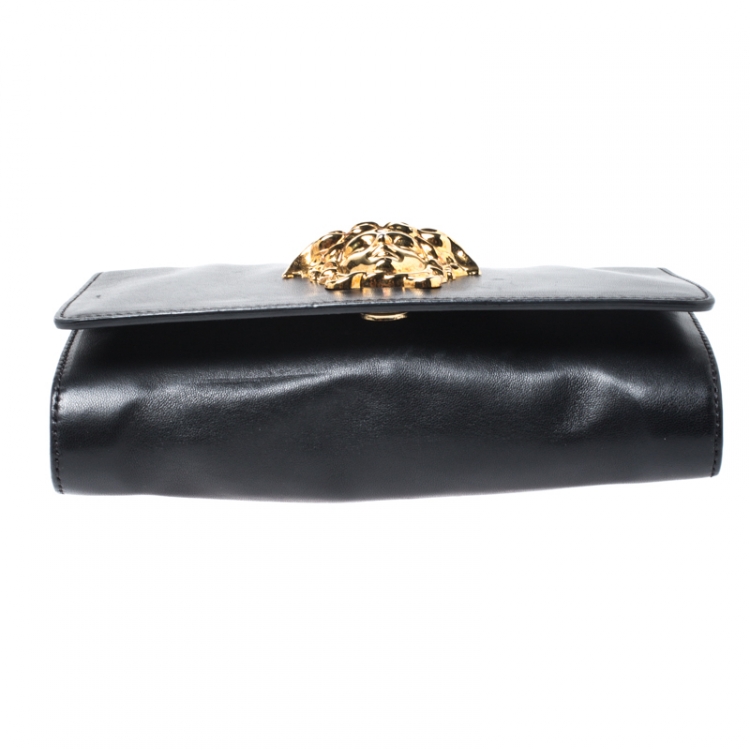 Pre Owned Versace Black Leather Medusa Shoulder Bag
