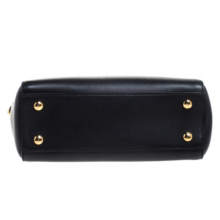 Pre Owned Versace Black Leather Medium Medusa Medallion Tote