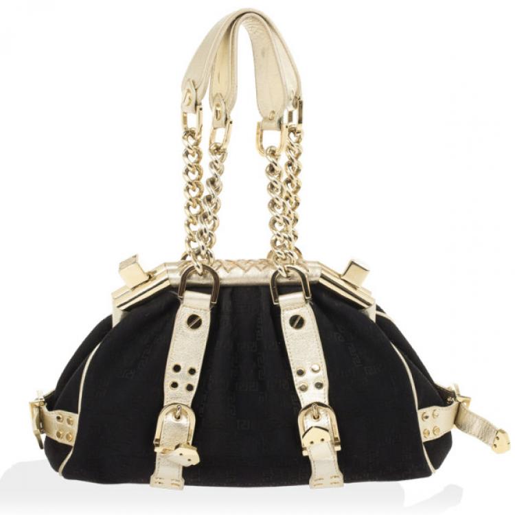 مملوكة مسبقًا Versace Black Monogram Madonna Boston Bag