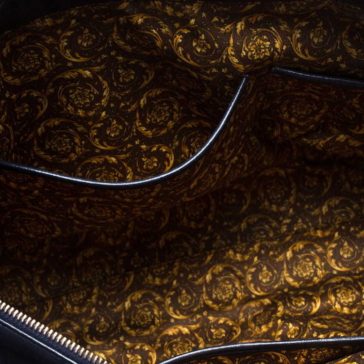 Pre Owned  Versace Navy Blue Quilted Leather Elettra Vanitas Tote