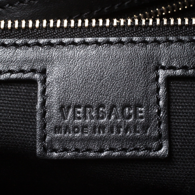 Pre Owned Versace Black/Yellow Borocco Print Coated Canvas Tote