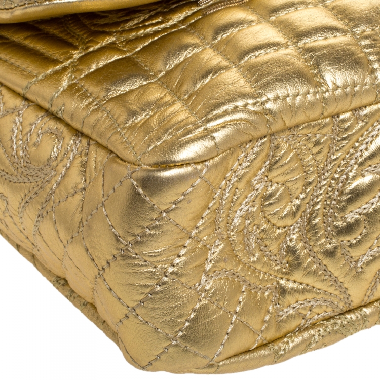 Pre Owned Versace Gold Barocco Leather Vanitas Medea Shoulder Bag
