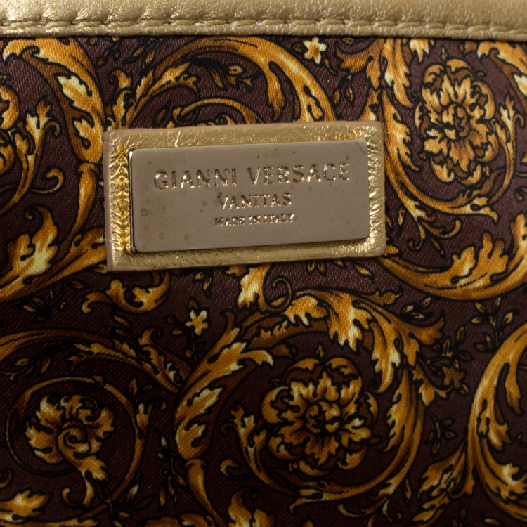 Pre Owned Versace Gold Barocco Leather Vanitas Medea Shoulder Bag