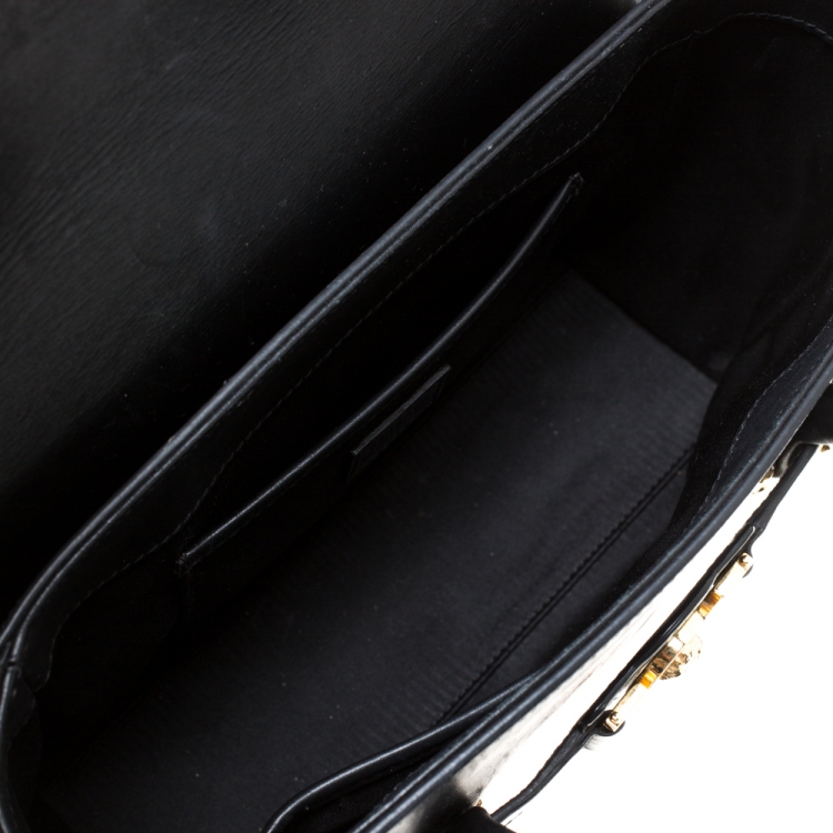 Pre Owned Versace Black Leather Small Medusa Medallion Tote